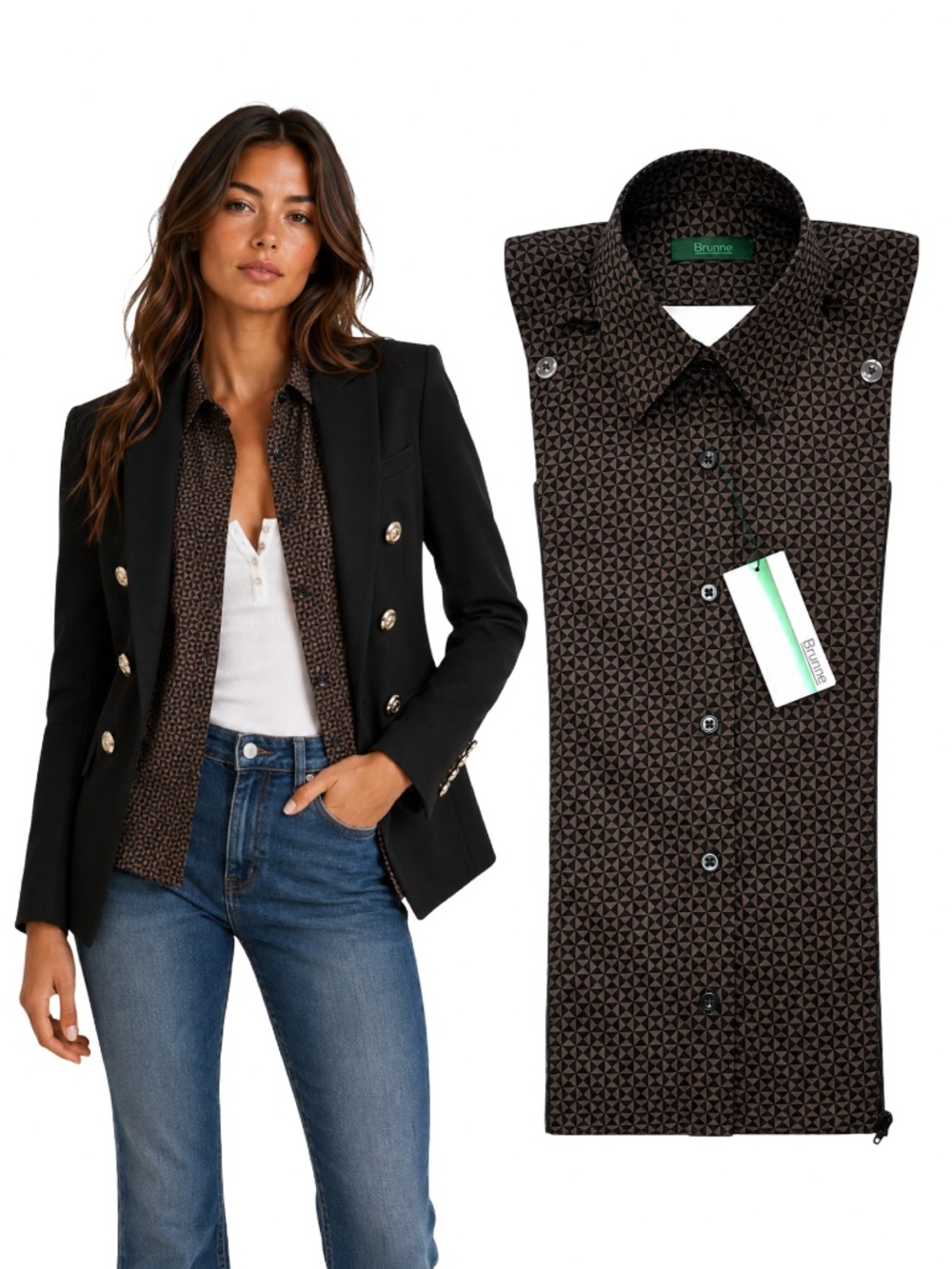 NWT Brunne Dickey Insert Compatible with VERONICA BEARD Blazers Sz 00-14 Brown